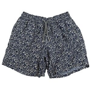 Vilebrequin Swim Trunks Mens XL Blue White Floral Drawstring Luxury Beach Shorts